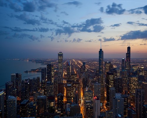 Cinematic dusk view of a contemporary Australian city skyline