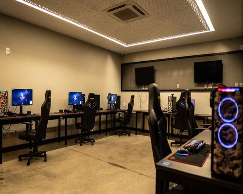 PC gaming setup exhibition space